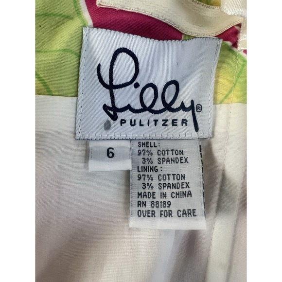 LILLY PULITZER Floral Hibiscus Print Strapless Dress sz 6 - Picture 5 of 6